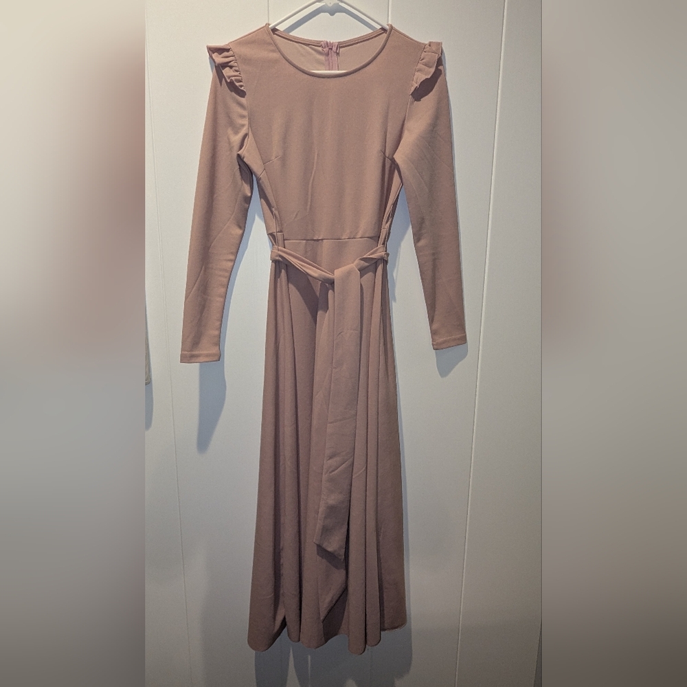 Elegant Pink Long Sleeve Dress - US S